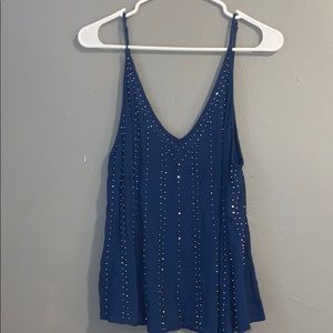 Free People Royal Blue Top with Silver Beads